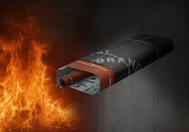 Keyvisual TAFF-Flex Brandschutzgewebe als flexible F120 Lösung für Kabel- und Rohrabschottungen